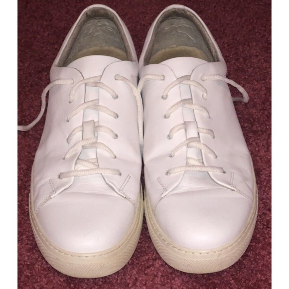Kenneth Cole Men’s White Leather Tennis Shoes Size 10.5 Pre Owned - Picture 3 of 6